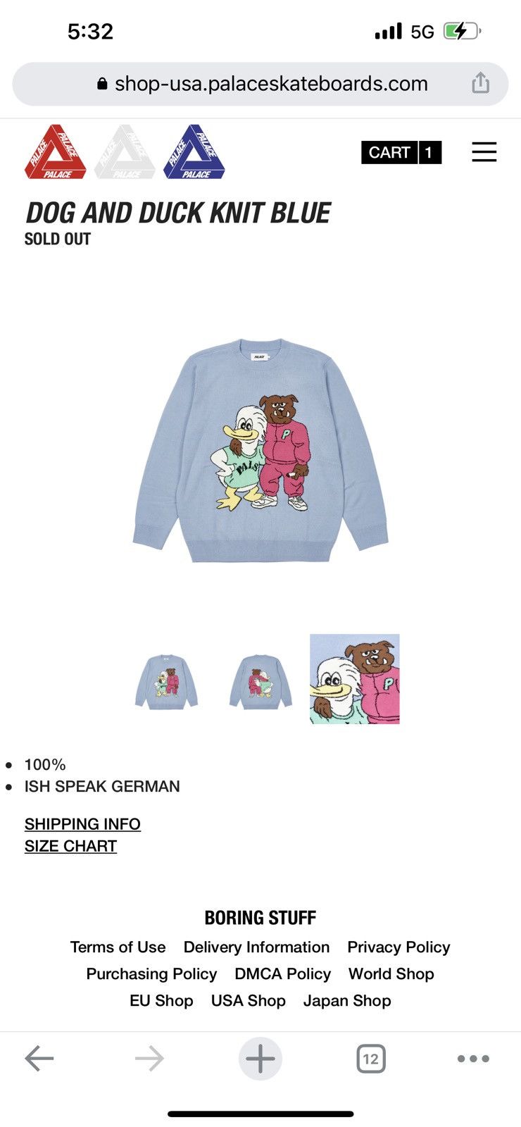 Palace Dog and Duck Knit - XL Size US XL / EU 56 / 4 - 4 Thumbnail