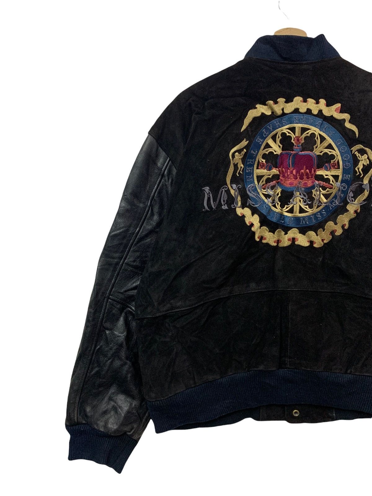 Genuine Leather 🔥RARE COWHIDE LEATHER VARSITY JACKETS EMBROIDERY LOGO Size US L / EU 52-54 / 3 - 2 Thumbnail
