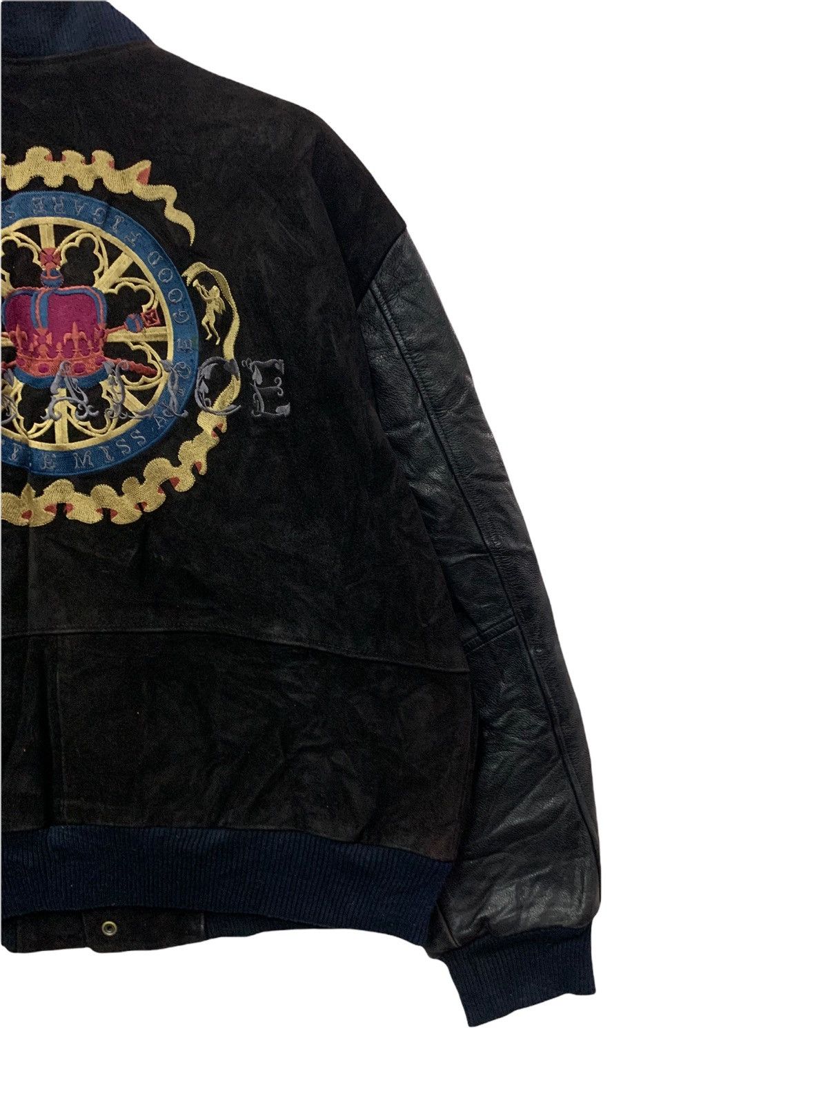 Genuine Leather 🔥RARE COWHIDE LEATHER VARSITY JACKETS EMBROIDERY LOGO Size US L / EU 52-54 / 3 - 3 Thumbnail