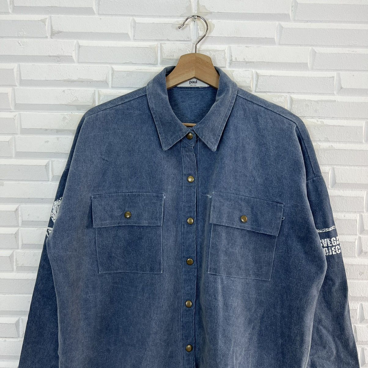 Japanese Brand VINTAGE CHAMBRAY PAUL BIG LOGO STREETWEAR STYLE Size US M / EU 48-50 / 2 - 4 Thumbnail