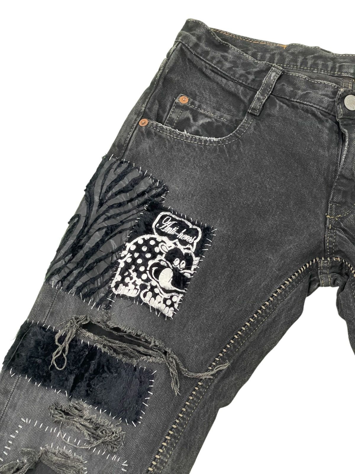 Japanese Brand Scab Style Boro Jeans RNA Japan Skinny Low Rise 2🟦5 Size US 28 / EU 44 - 8 Thumbnail