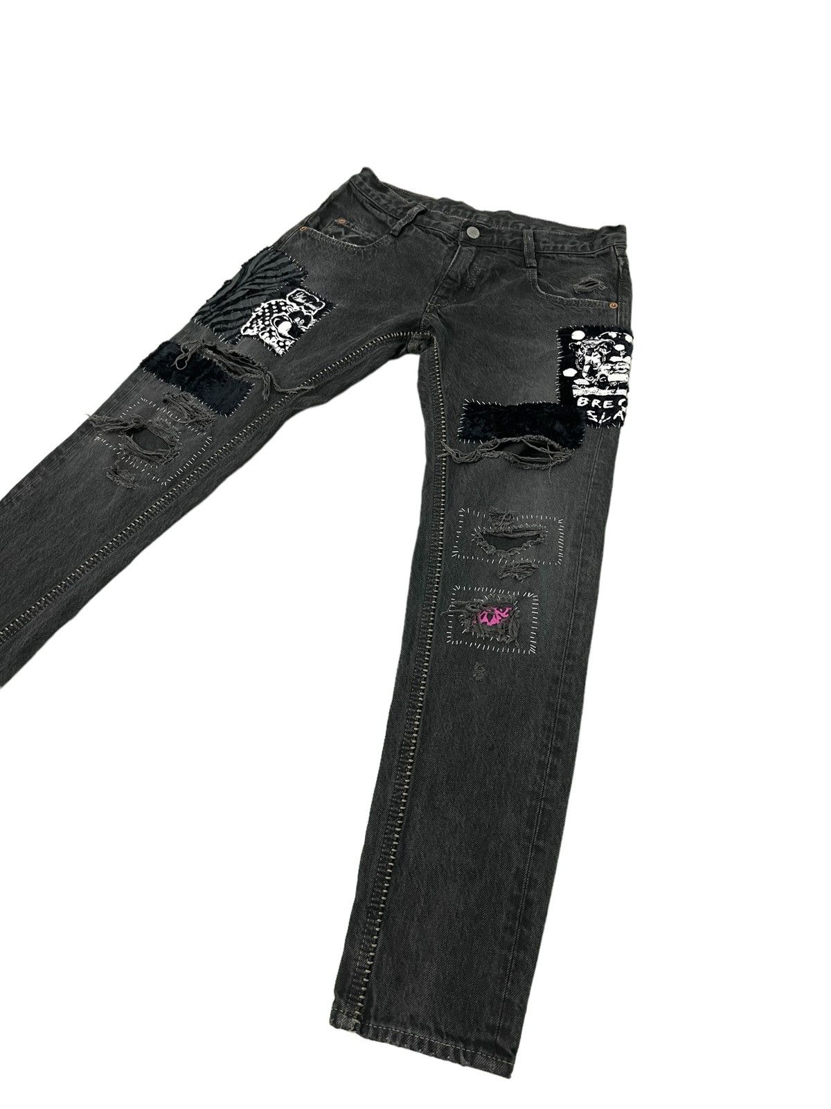 Japanese Brand Scab Style Boro Jeans RNA Japan Skinny Low Rise 2🟦5 Size US 28 / EU 44 - 3 Thumbnail