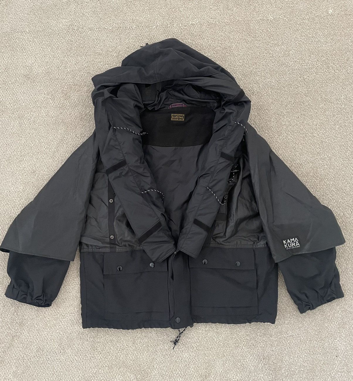 image of Kapital Kamakura Kountry Black Anorak, Men's (Size Medium)