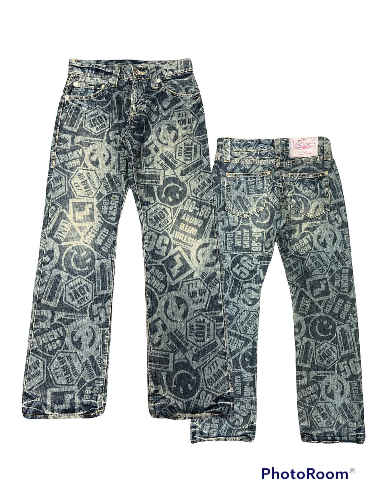 image of Avant Garde x Print All Over Me Sickfullprinted Smile Kurt Kobain Style Denim Pants in Blue (Size 3