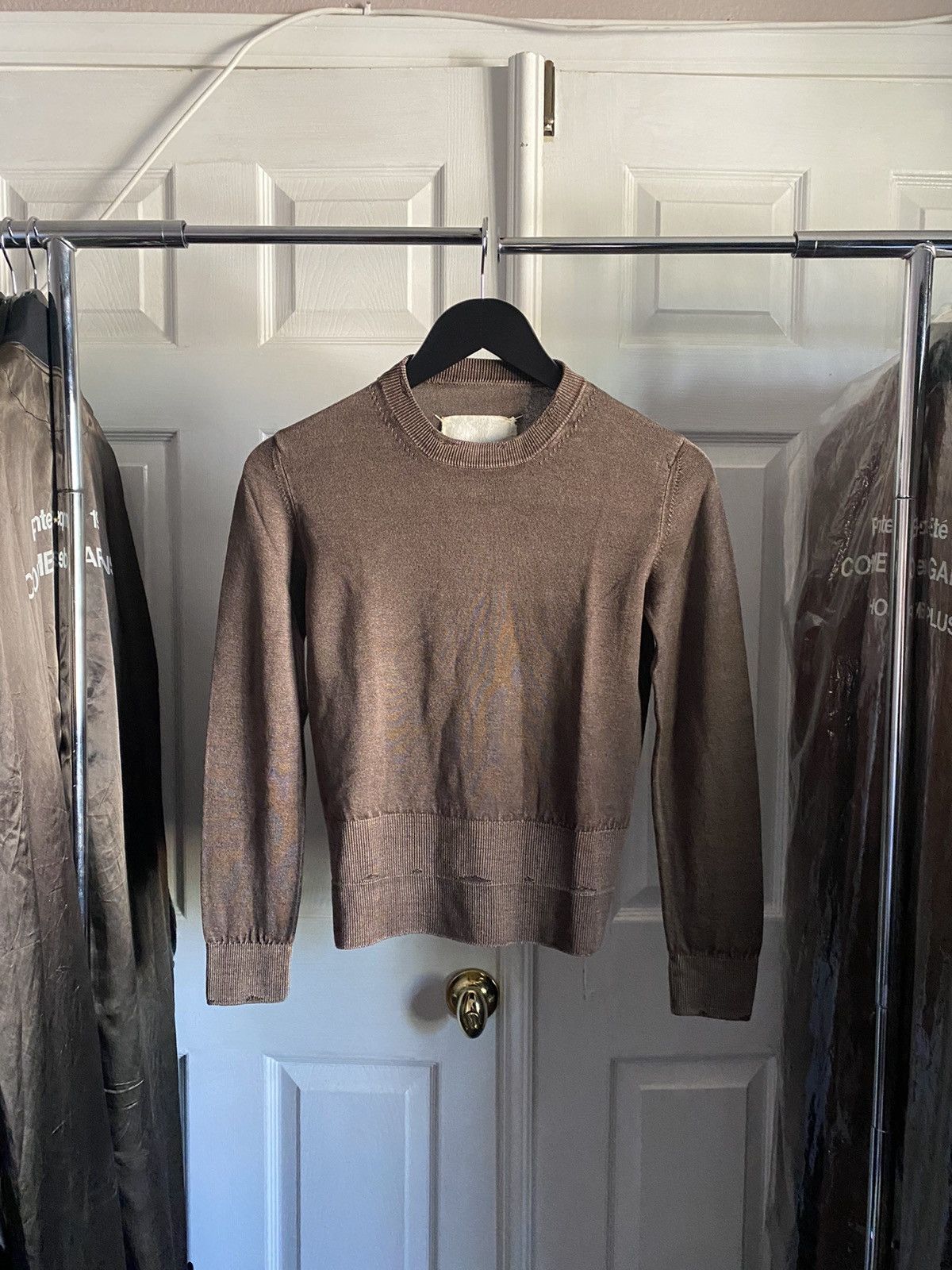 image of Maison Margiela 90's Miss Dianne Double Collar Sweater in Brown, Women's (Size Small)