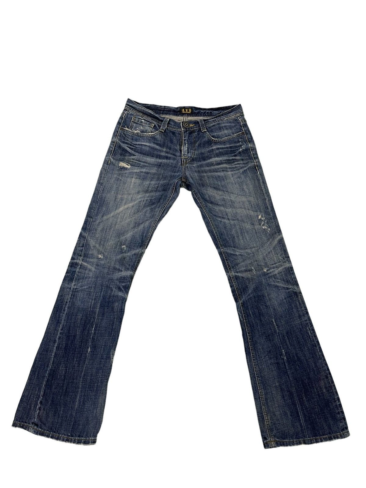 Japanese Brand Flare Jeans AVH Custome Boot Cut Low Rise Clawmark 2🟦5 Size US 31 - 2 Thumbnail