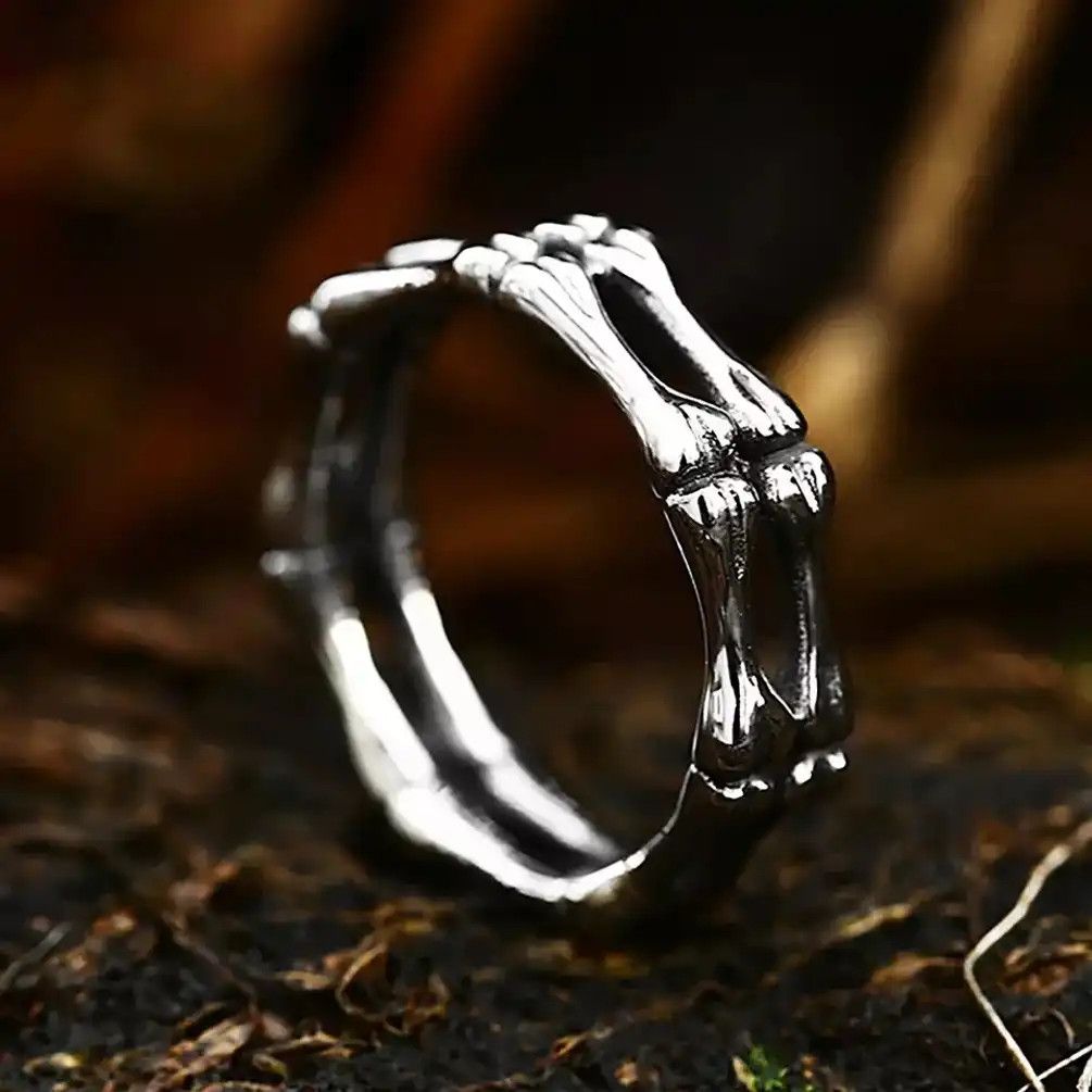 Jewelry Stainless Steel Skull Bone Ring Size ONE SIZE - 3 Thumbnail