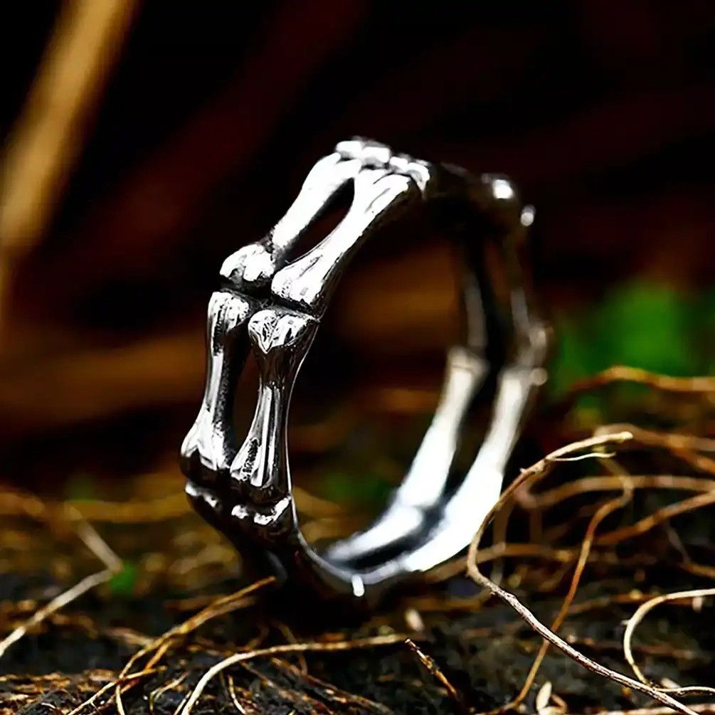 Jewelry Stainless Steel Skull Bone Ring Size ONE SIZE - 4 Thumbnail