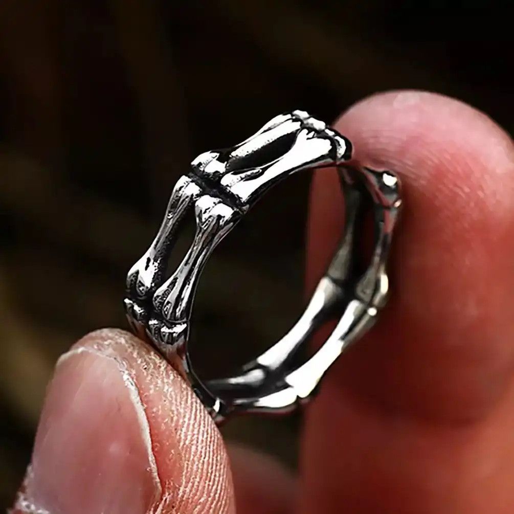 Jewelry Stainless Steel Skull Bone Ring Size ONE SIZE - 1 Thumbnail