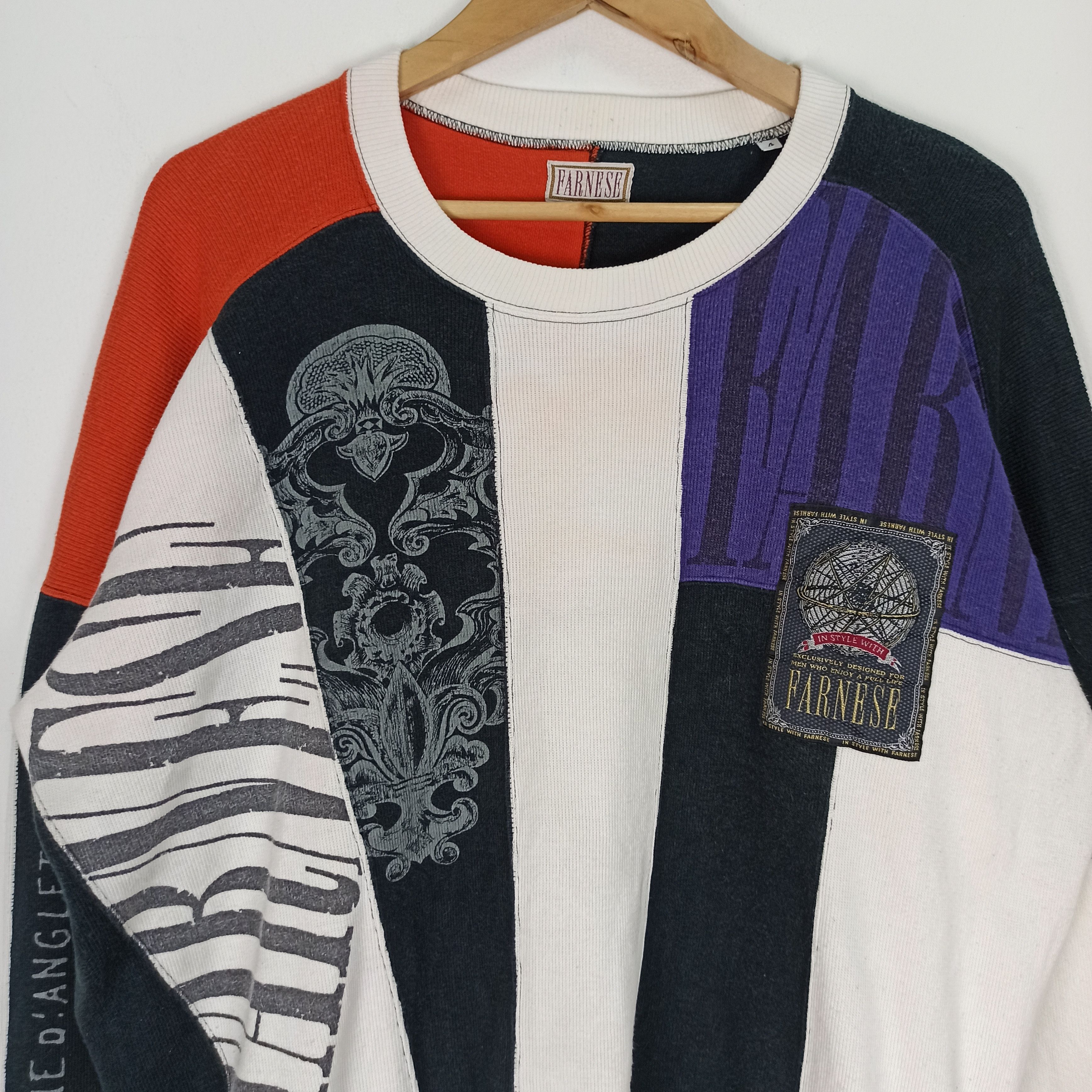Japanese Brand Rare Farnese block colour design Sweatshirt Size US XL / EU 56 / 4 - 2 Thumbnail