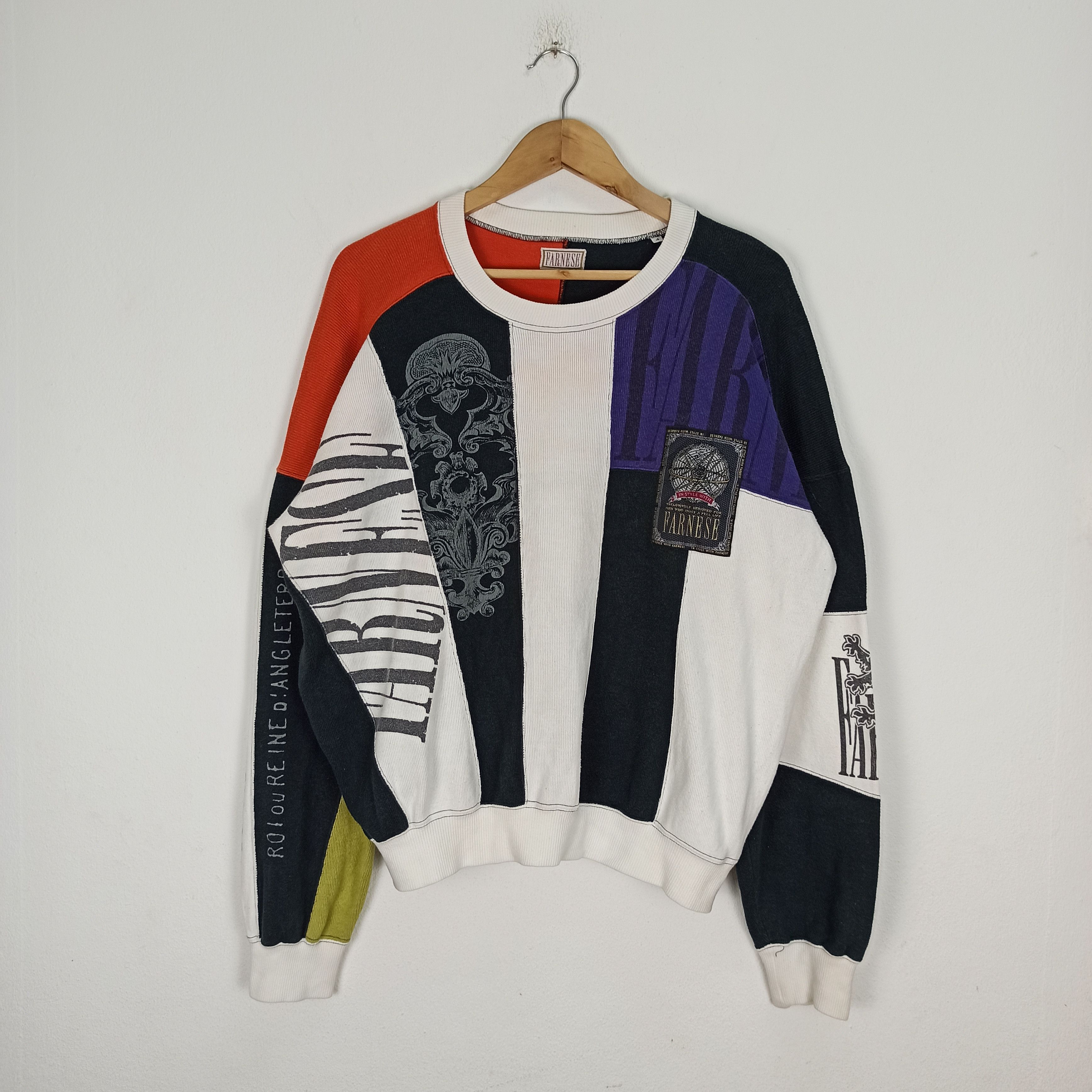 Japanese Brand Rare Farnese block colour design Sweatshirt Size US XL / EU 56 / 4 - 1 Thumbnail