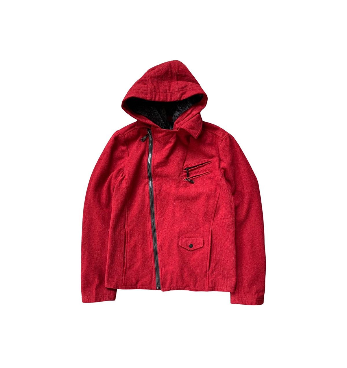 image of Archival Clothing x Avant Garde Semantic Design Jacket Hooded in Red, Men's (Size Medium)