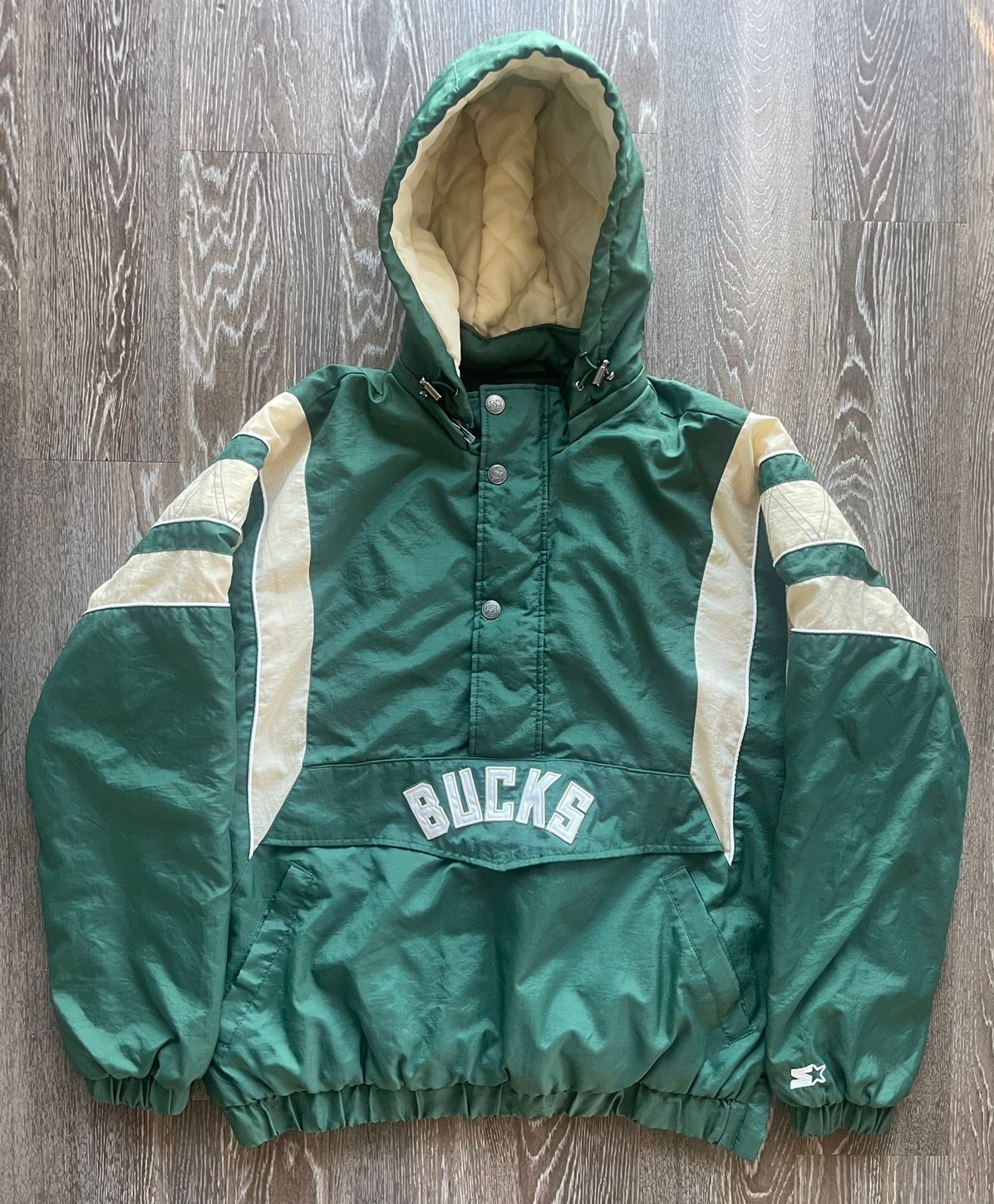 Pre-owned Nba X Starter Milwaukee Bucks Nba Starter Anorak Jacket In Green/cream