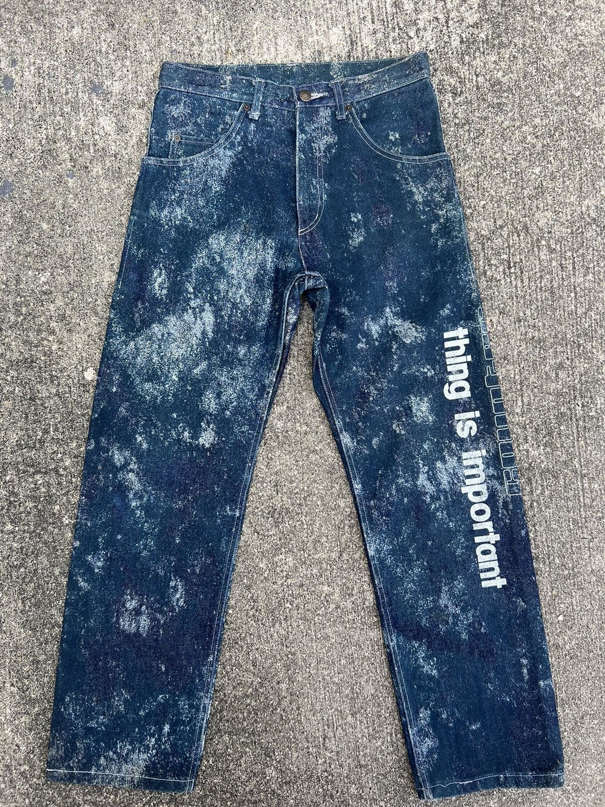 Vintage MANIAC WORKS Japan " Thing is important " Denim Size US 30 / EU 46 - 1 Thumbnail