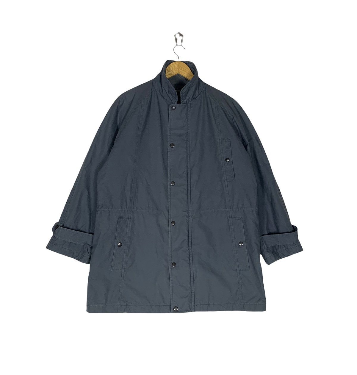 image of Vintage Burberry's Long Jacket Pockets in Grey, Men's (Size Large)