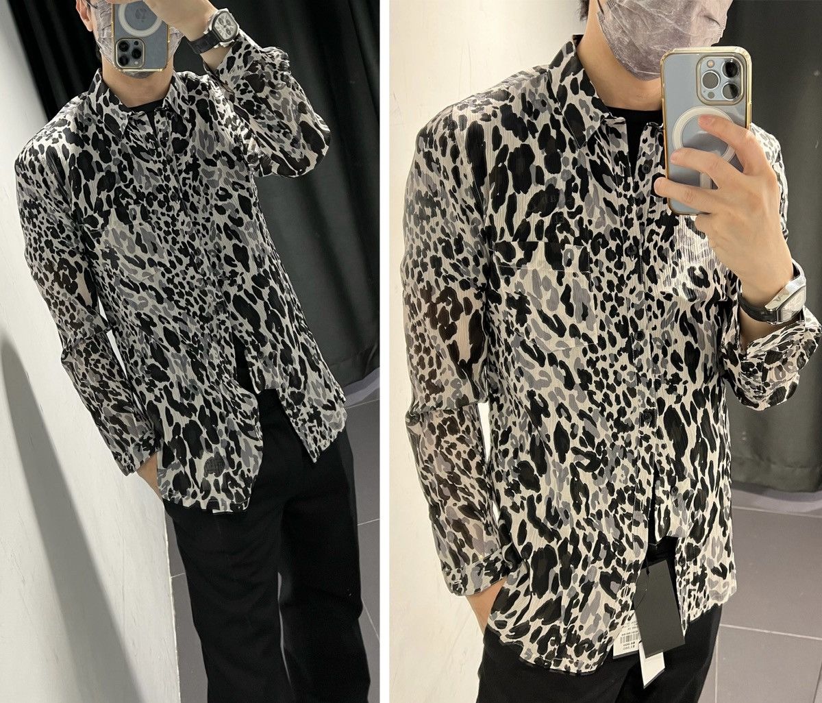Saint Laurent Paris SS20 Snow Leopard Print Crepe Shirt sz37 &38 Size US S / EU 44-46 / 1 - 8 Thumbnail