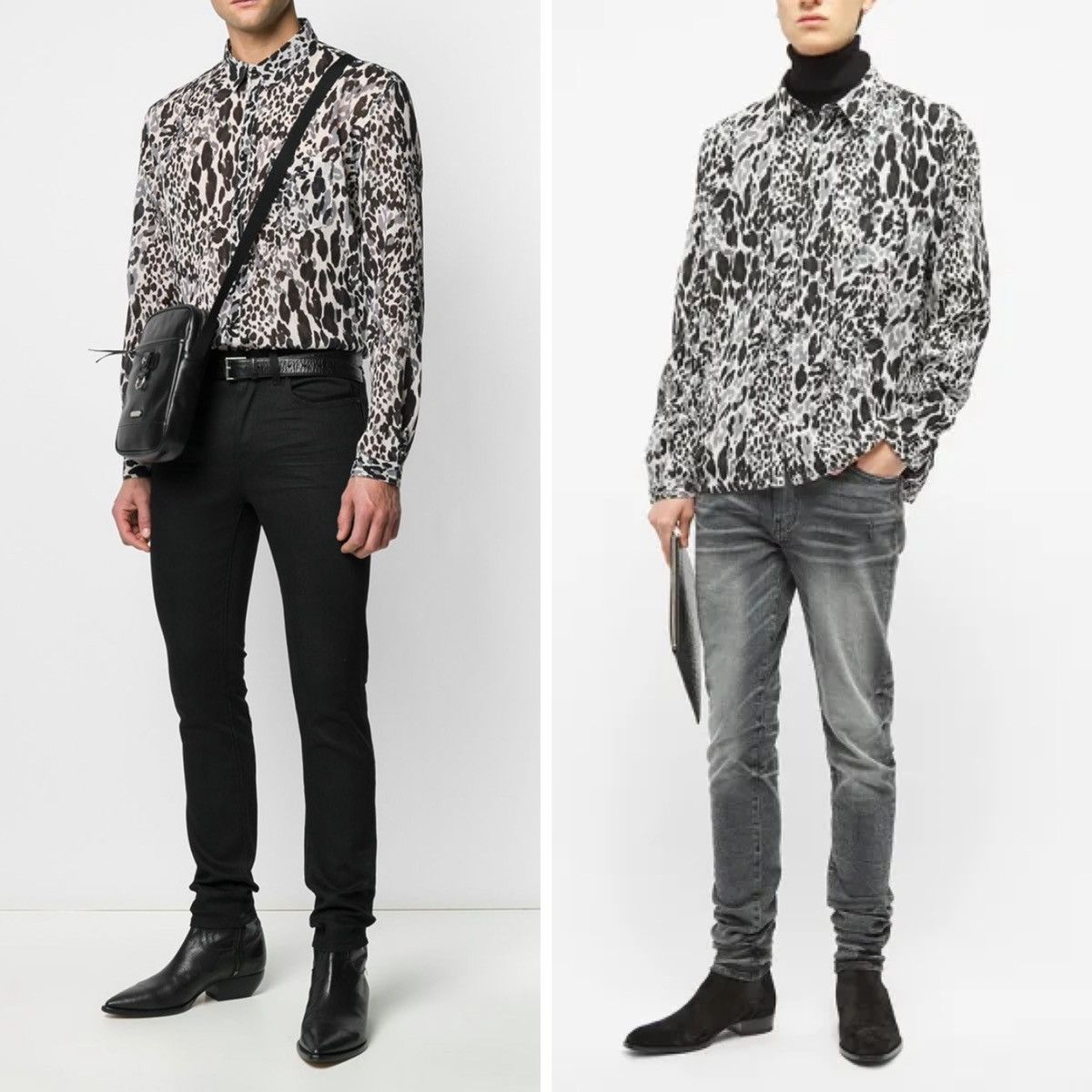 Saint Laurent Paris SS20 Snow Leopard Print Crepe Shirt sz37 &38 Size US S / EU 44-46 / 1 - 11 Thumbnail