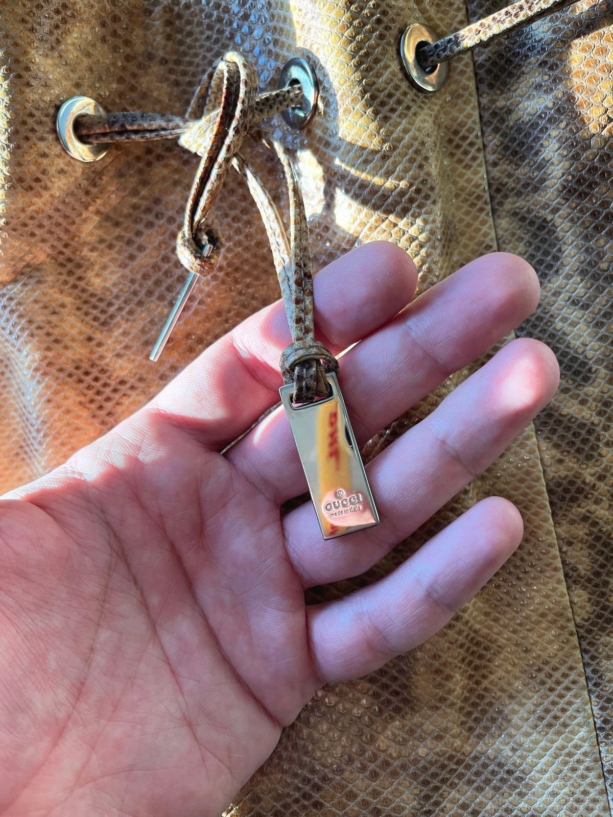 Gucci ★0% TAX★ Y2K PHYTON LEATHER TOM FORD ERA DRAWSTRING HOBO BAG Size ONE SIZE - 6 Thumbnail
