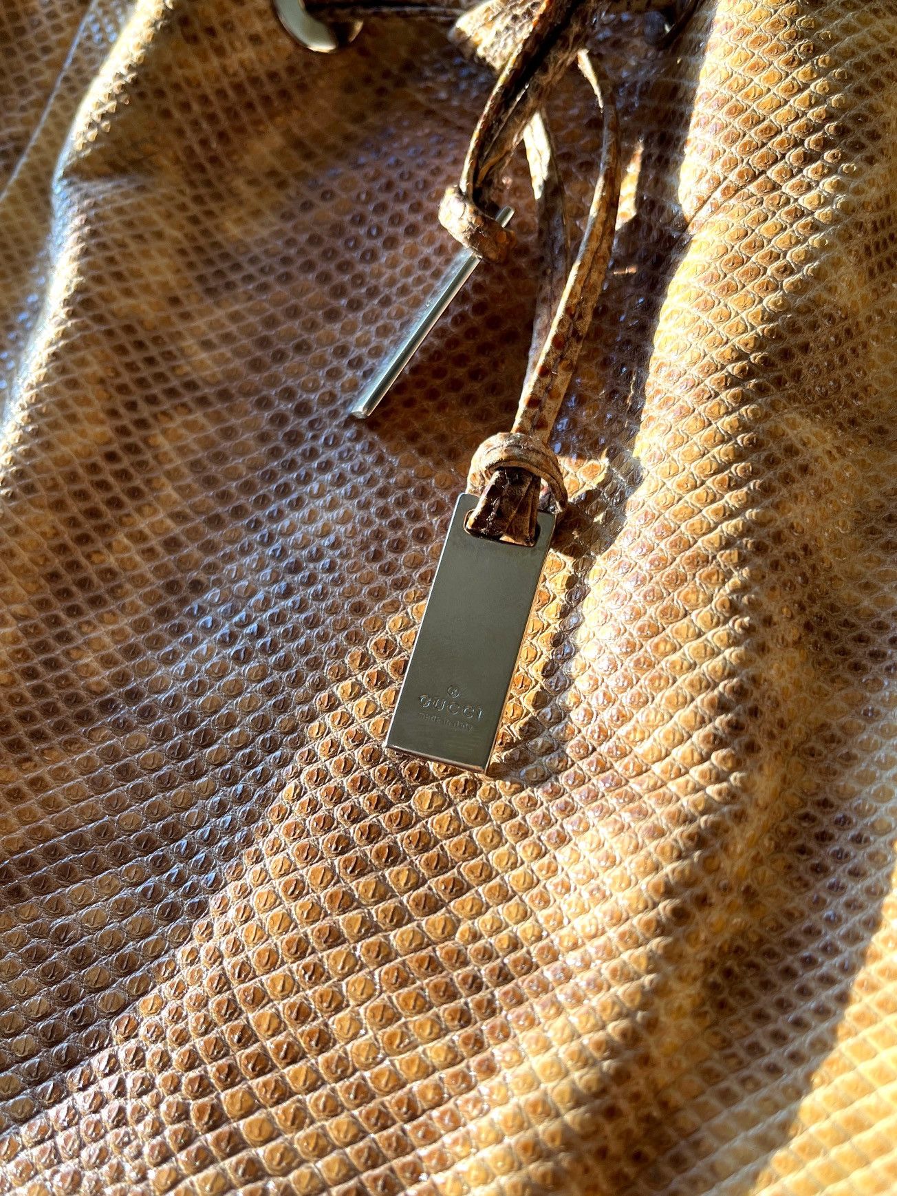 Gucci ★0% TAX★ Y2K PHYTON LEATHER TOM FORD ERA DRAWSTRING HOBO BAG Size ONE SIZE - 5 Thumbnail