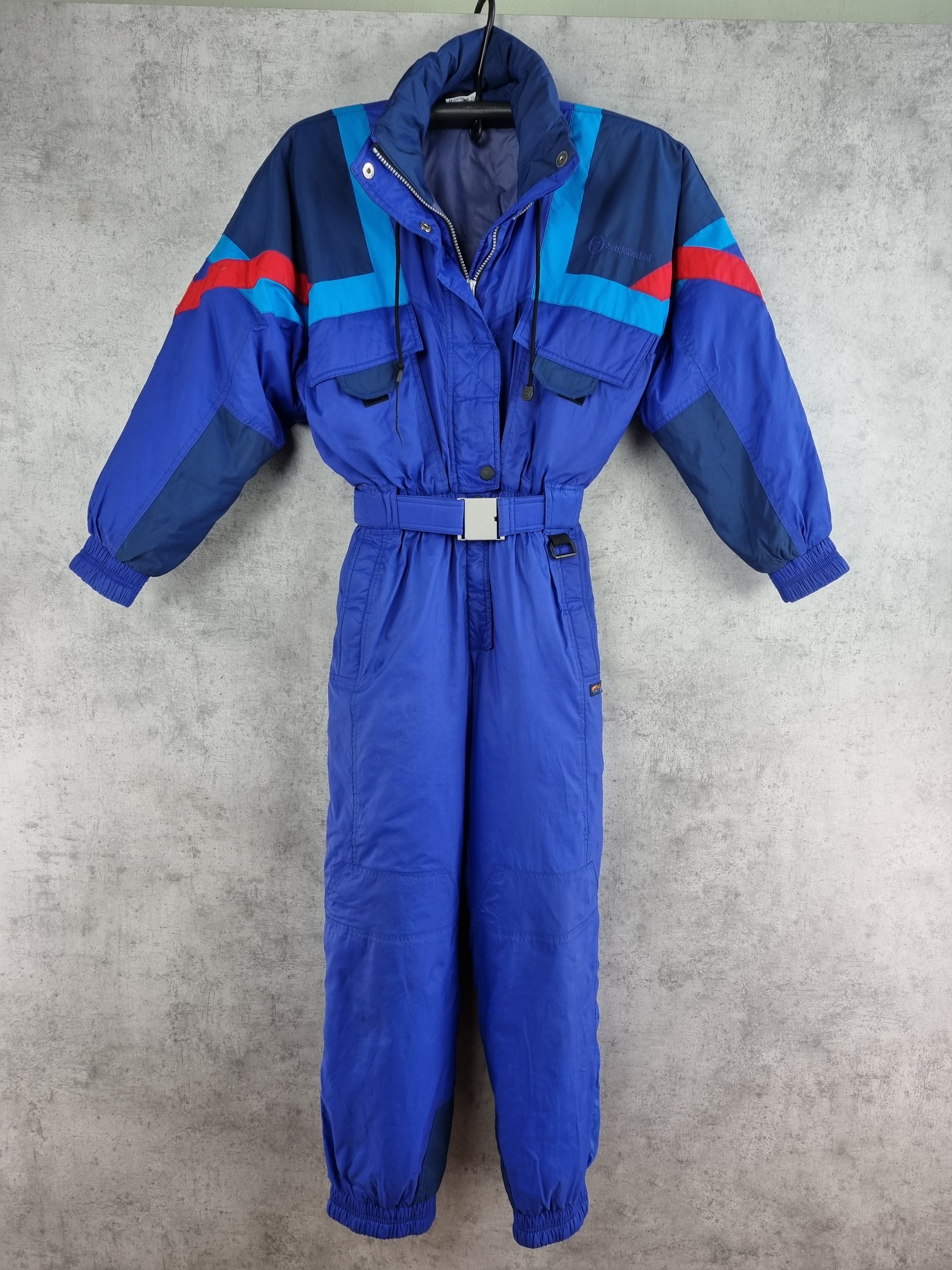 image of Outdoor Life x Sergio Tacchini 90's Sergio Tacchini Heavy Nylon Hooded Jumpsuit in Blue Mix (Size 3