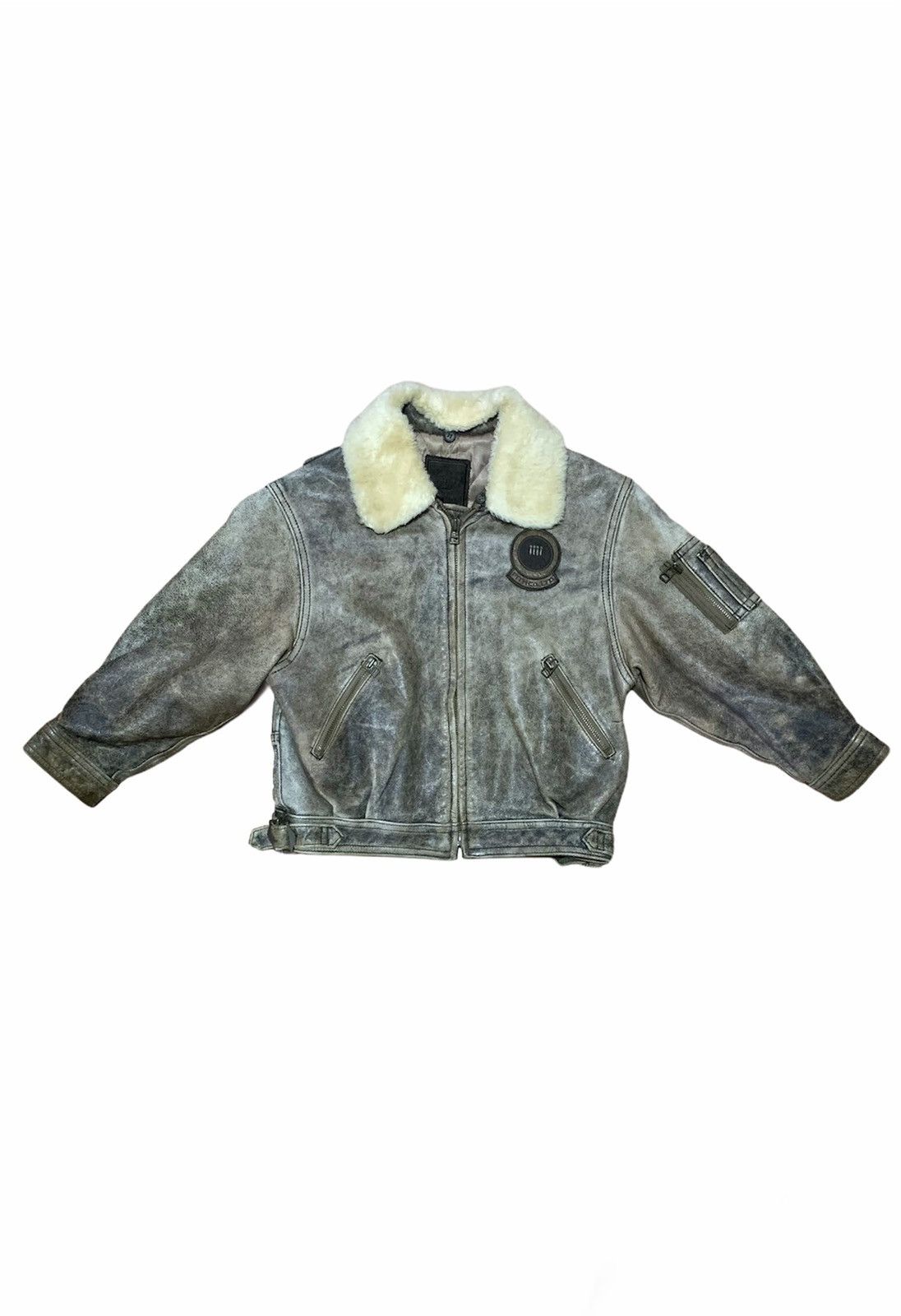 Japanese Brand Rare Vintage Style Leather Bomber Jacket KIDS Back Printing Size US XXS / EU 40 - 1 Thumbnail
