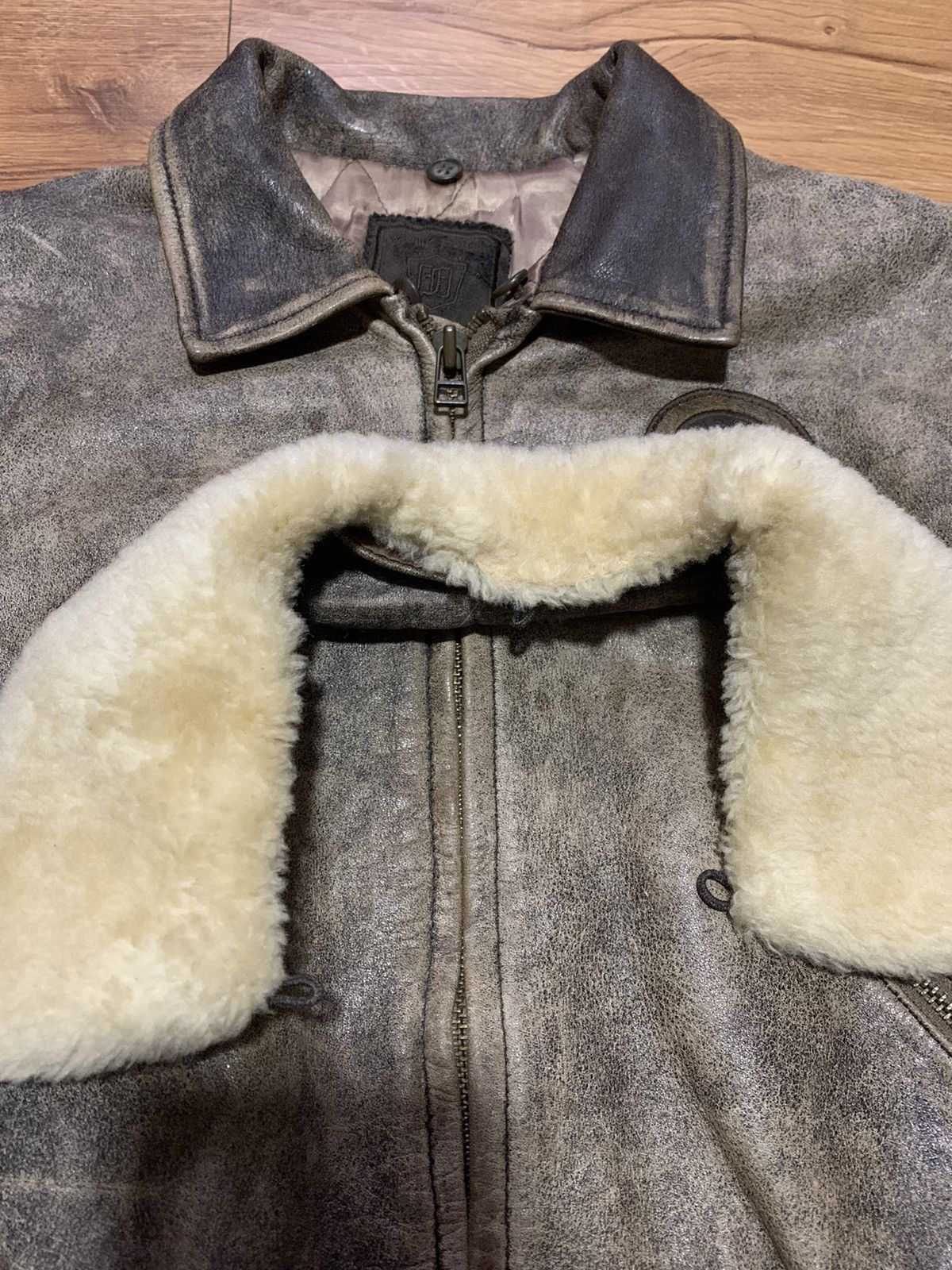 Japanese Brand Rare Vintage Style Leather Bomber Jacket KIDS Back Printing Size US XXS / EU 40 - 5 Thumbnail