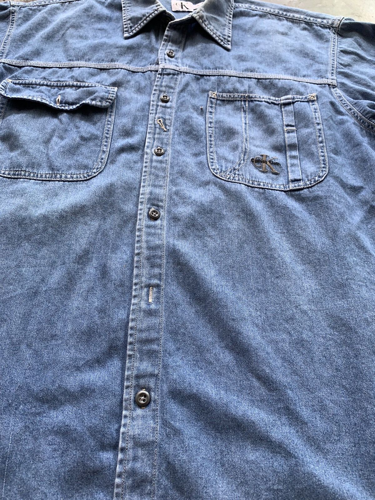 Calvin Klein × Vintage Vintage Calvin Klein Workers Denim Shirts Size US L / EU 52-54 / 3 - 4 Thumbnail
