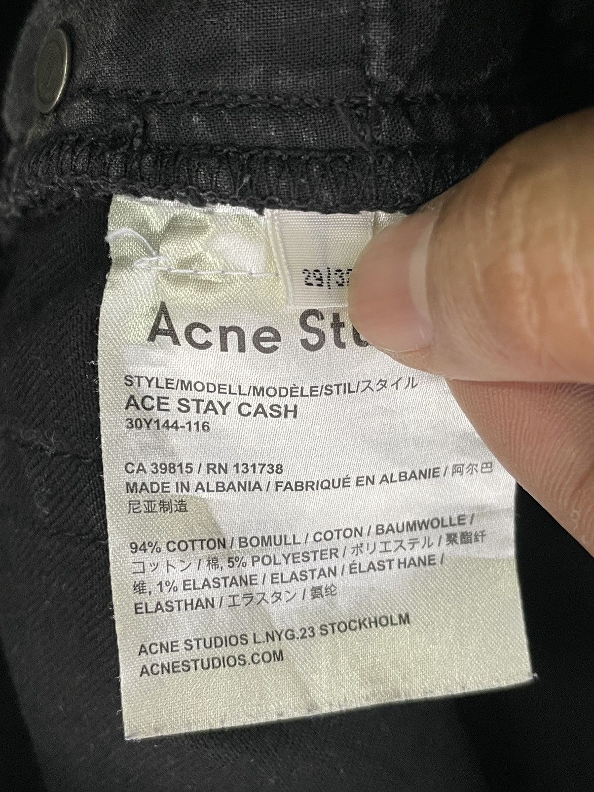 Acne Studios Acne Studio Slim Fit Black Denim Size US 29 - 10 Thumbnail