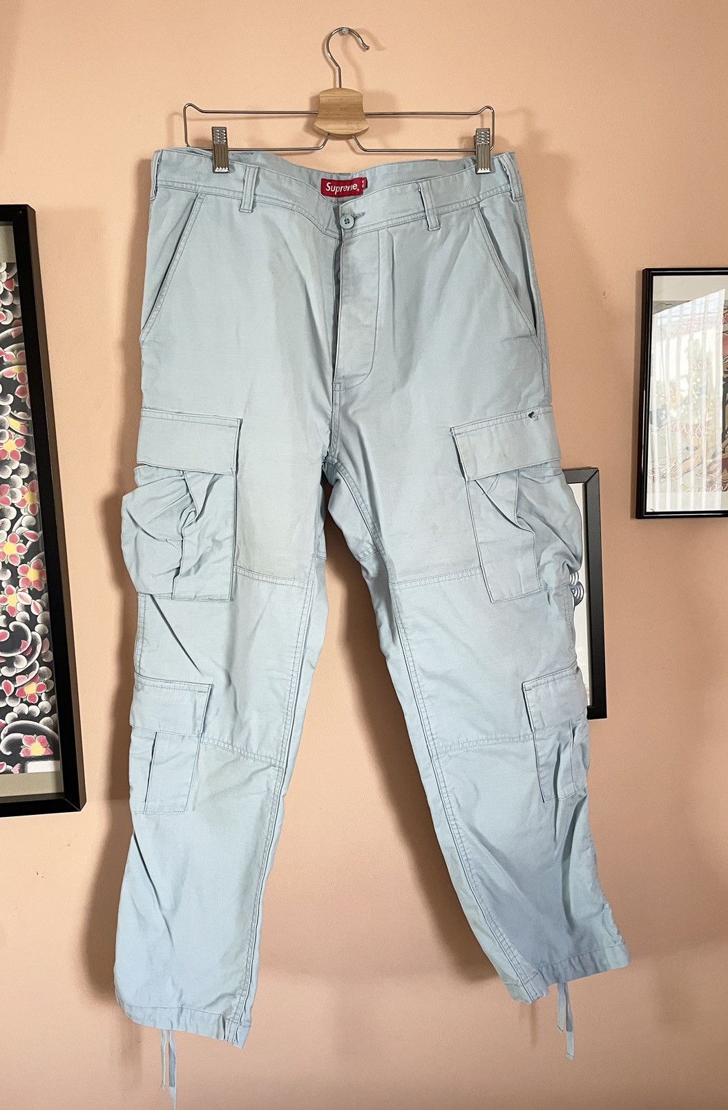 Supreme Supreme SS18 Pale Blue Cargo Trousers (4 pocket) Size US 34 / EU 50 - 2 Thumbnail