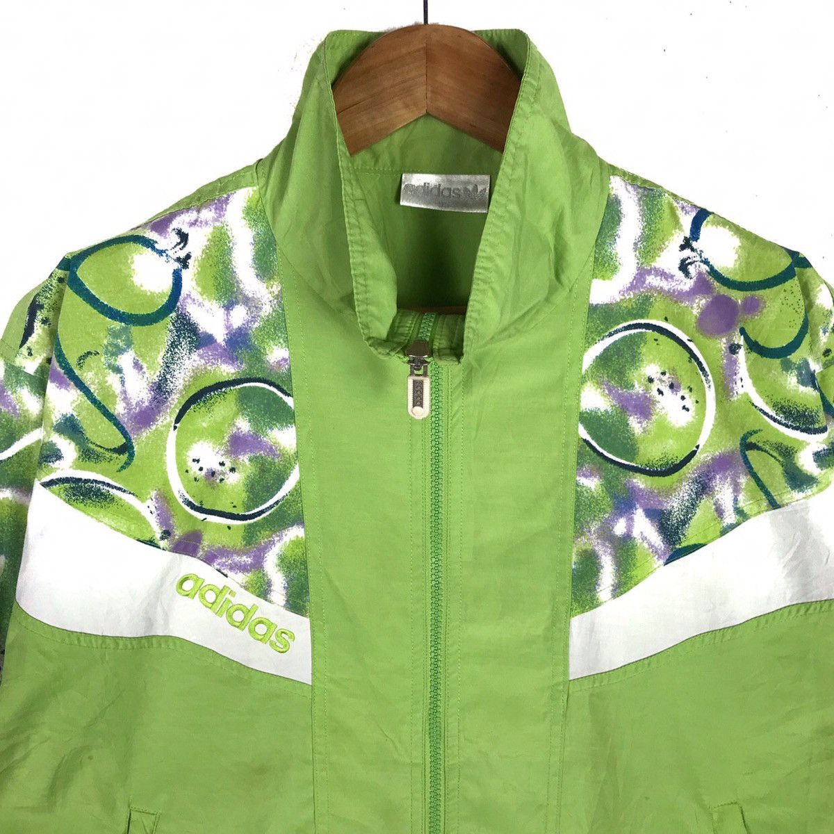 Adidas × Vintage Vintage 80s Adidas Small Logo Pop Art Windbreaker Zip Up Size US M / EU 48-50 / 2 - 2 Thumbnail