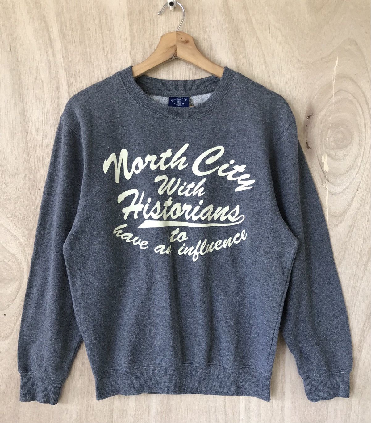 image of Vintage The First Wave Rail Sweatshirts in Light Gray, Men's (Size Medium)