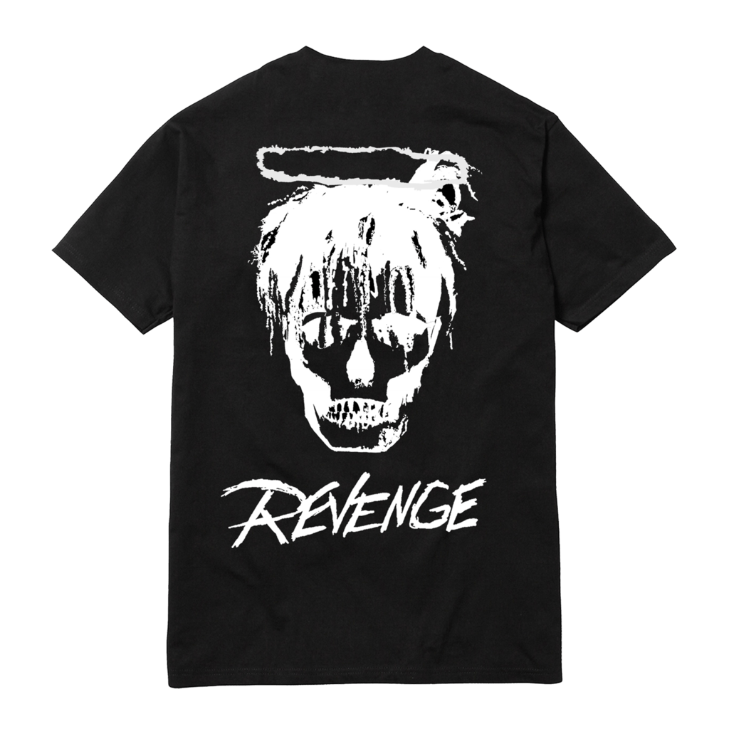 image of 999 Club x Rap Tees Juice Wrld X Revenge Legends Never Die Tee Black Large, Men's (Size XL)