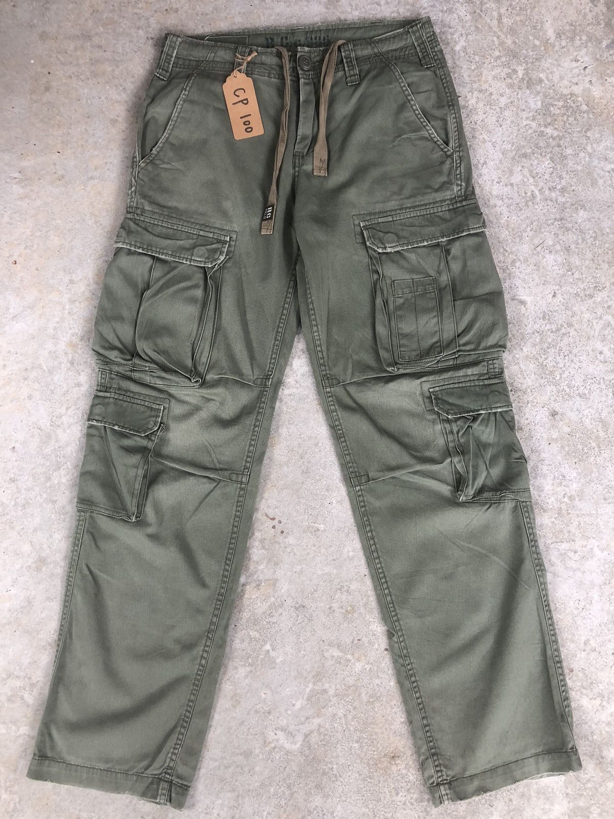 image of Seditionaries Real Crush Cargo Pants Tatctical Multipocket in Olive, Men's (Size 31)