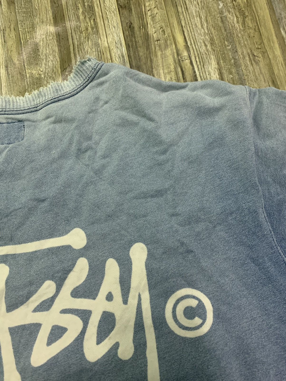 Stussy Vintage Stussy Distress Sun Faded Short Sleeve Sweatshirt Size US L / EU 52-54 / 3 - 8 Thumbnail