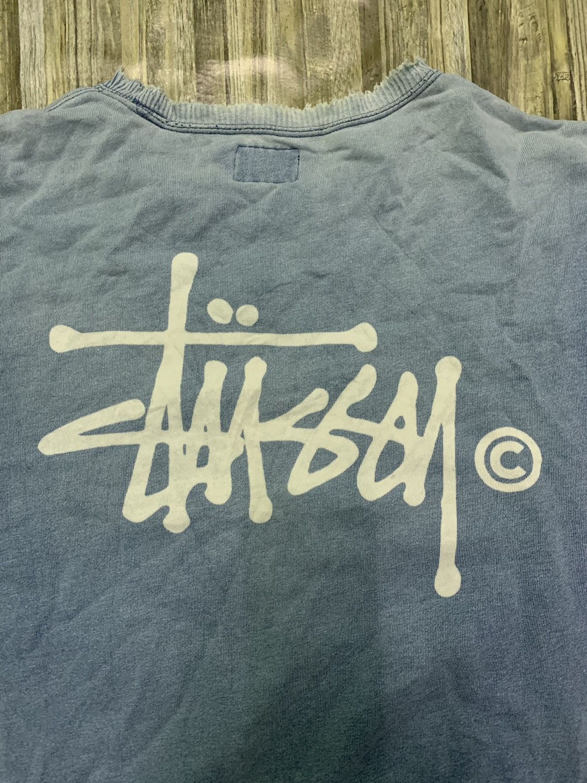 Stussy Vintage Stussy Distress Sun Faded Short Sleeve Sweatshirt Size US L / EU 52-54 / 3 - 7 Thumbnail
