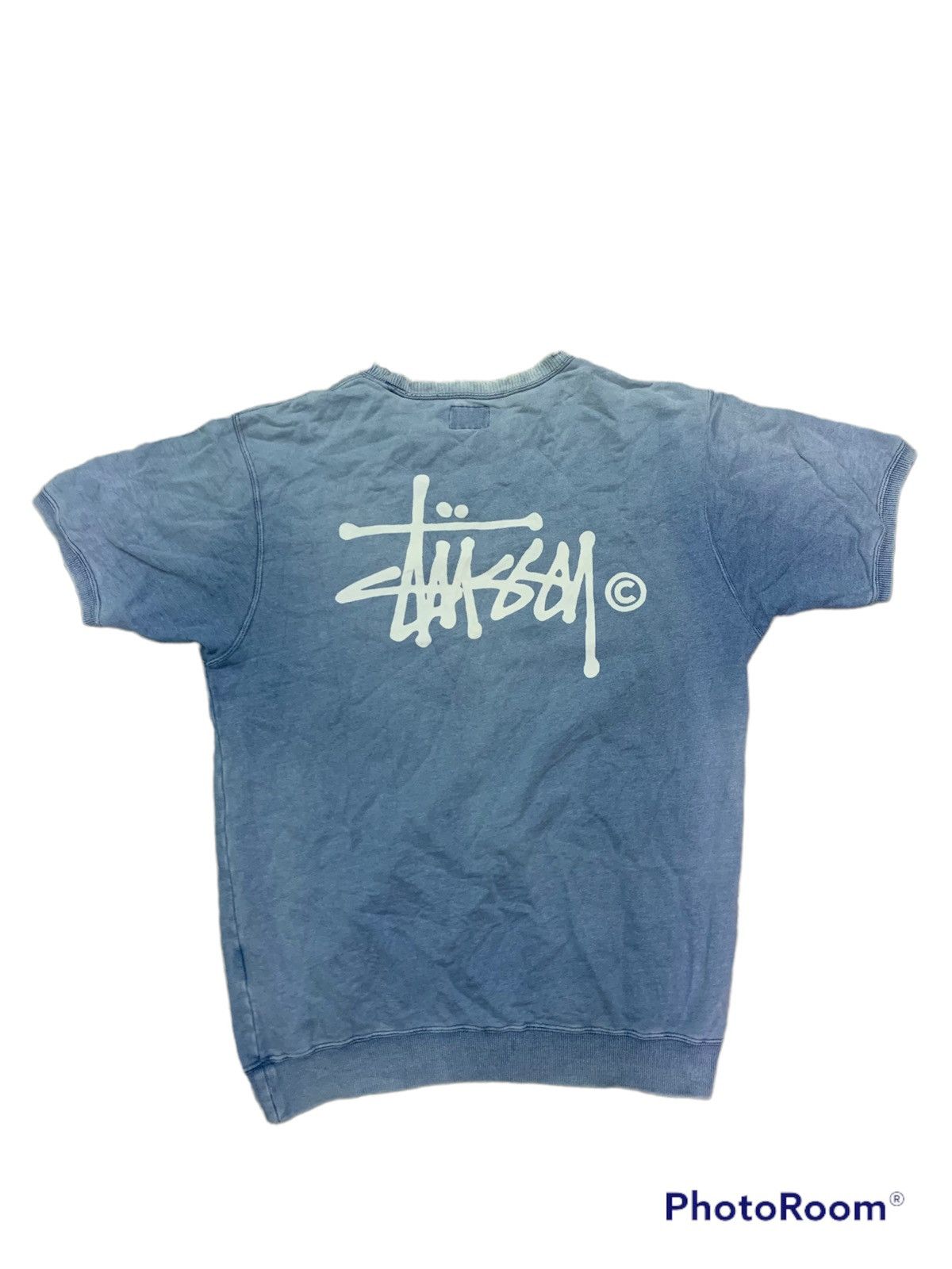 Stussy Vintage Stussy Distress Sun Faded Short Sleeve Sweatshirt Size US L / EU 52-54 / 3 - 1 Thumbnail