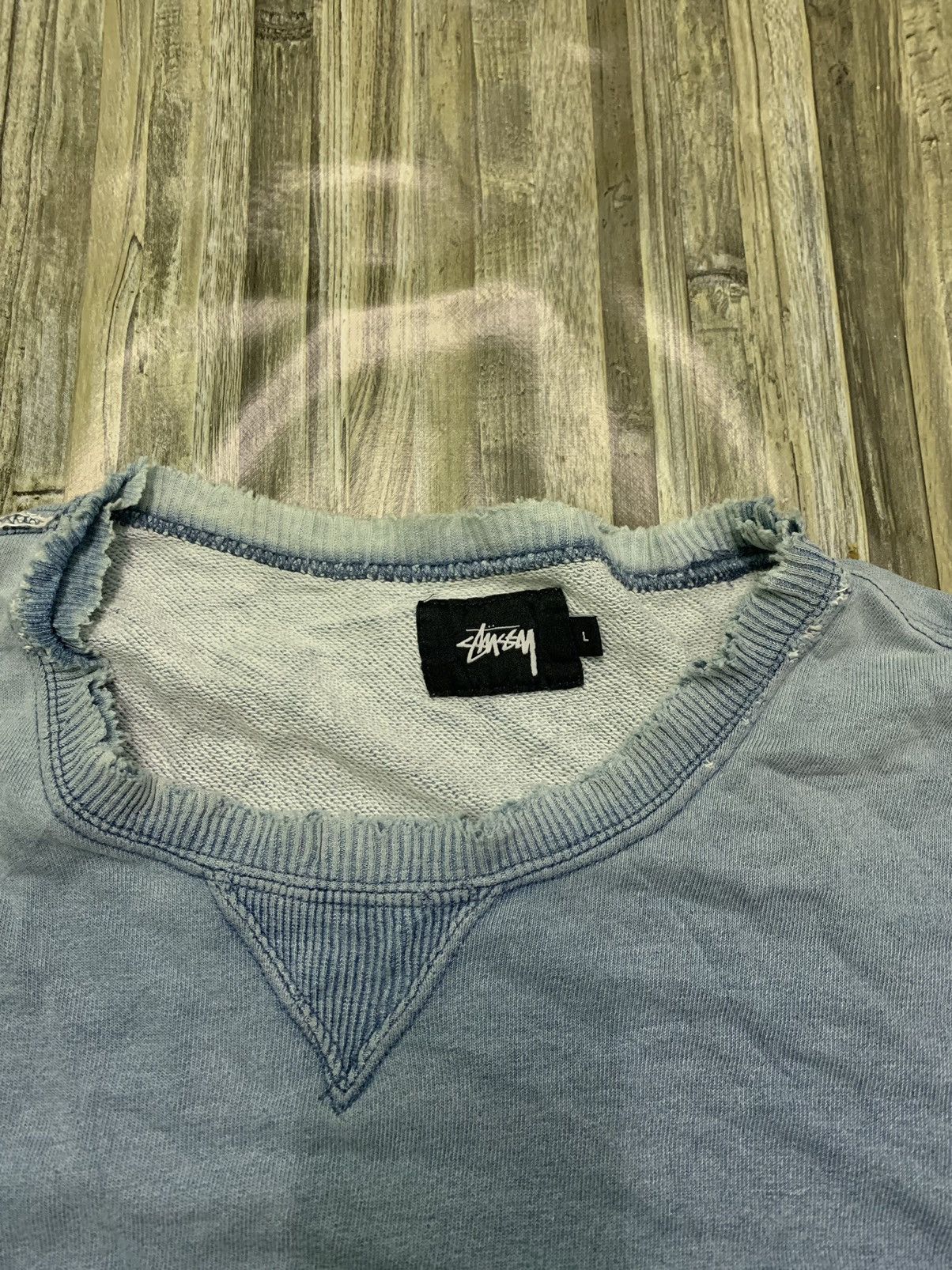 Stussy Vintage Stussy Distress Sun Faded Short Sleeve Sweatshirt Size US L / EU 52-54 / 3 - 4 Thumbnail