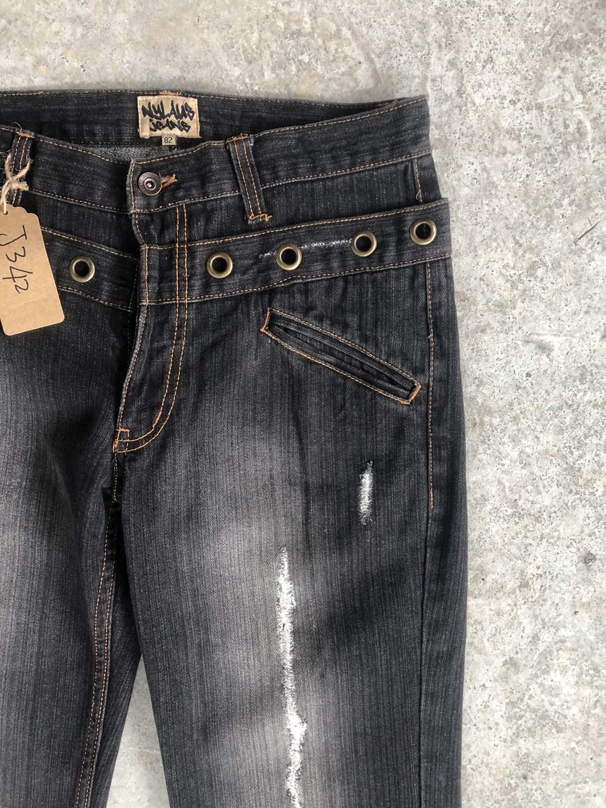 If Six Was Nine Japanese Nylaus Flared Jeans Double Waist Distressed Jeans Size US 32 / EU 48 - 9 Thumbnail