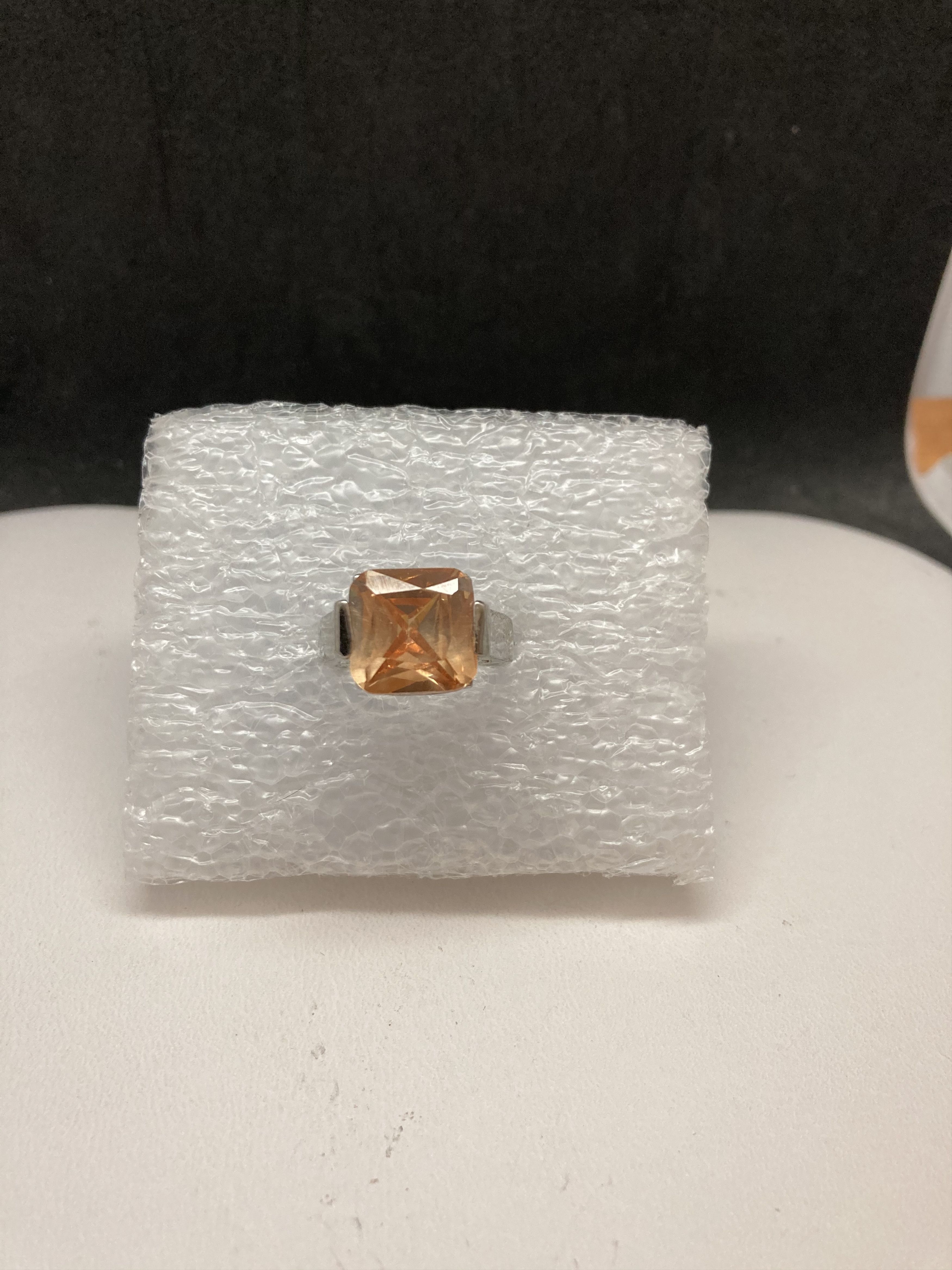 Jewelry Square Orange cz ring - size 6.5 Size ONE SIZE - 1 Thumbnail
