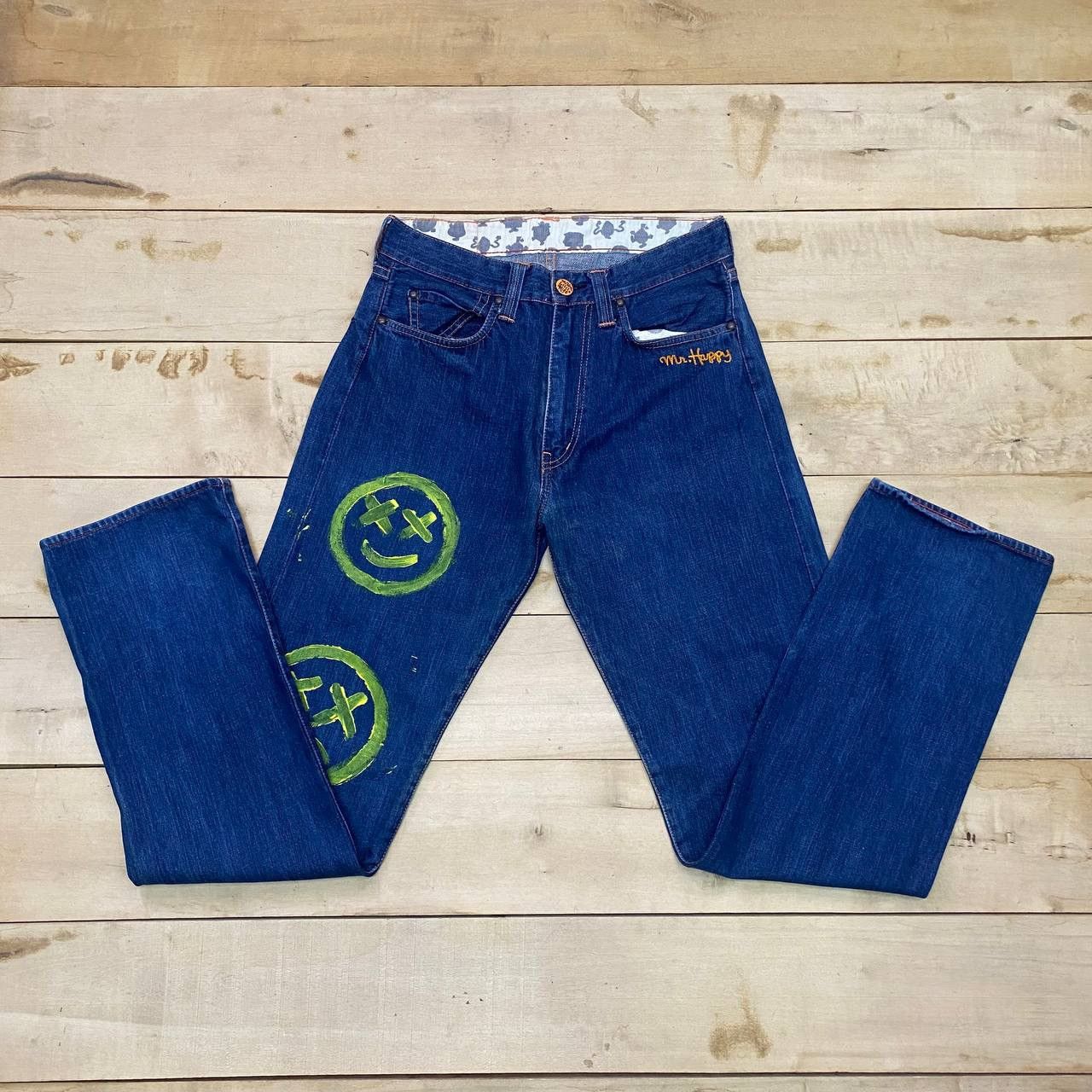 Japanese Brand X388 JAPAN Mr MEN X LITTLE MISS PAINTED DENIM Size US 31 - 3 Thumbnail