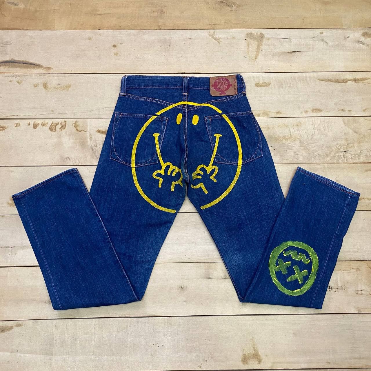 Japanese Brand X388 JAPAN Mr MEN X LITTLE MISS PAINTED DENIM Size US 31 - 1 Thumbnail
