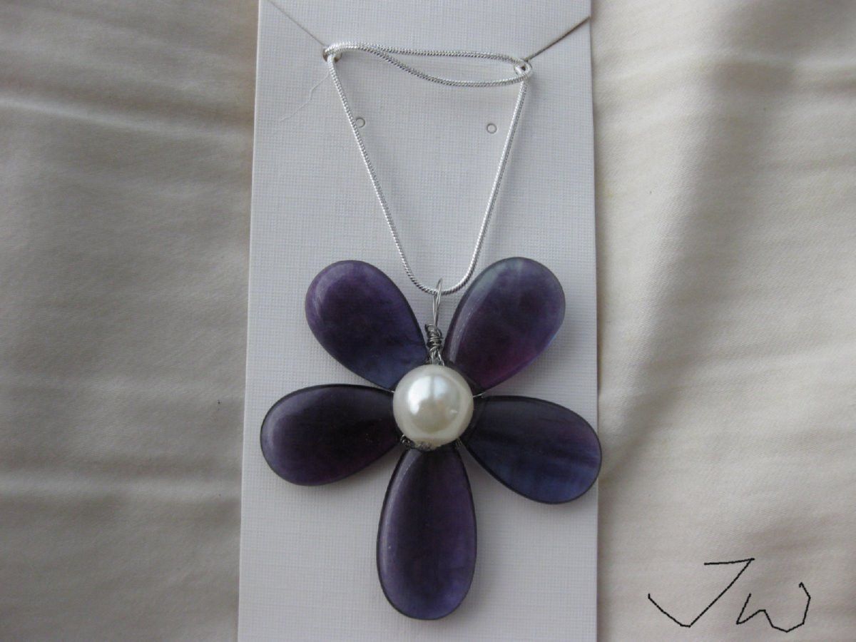 Handmade Rainbow fluorite Crystal Flower Necklace with Pearl Bead Size ONE SIZE - 1 Thumbnail