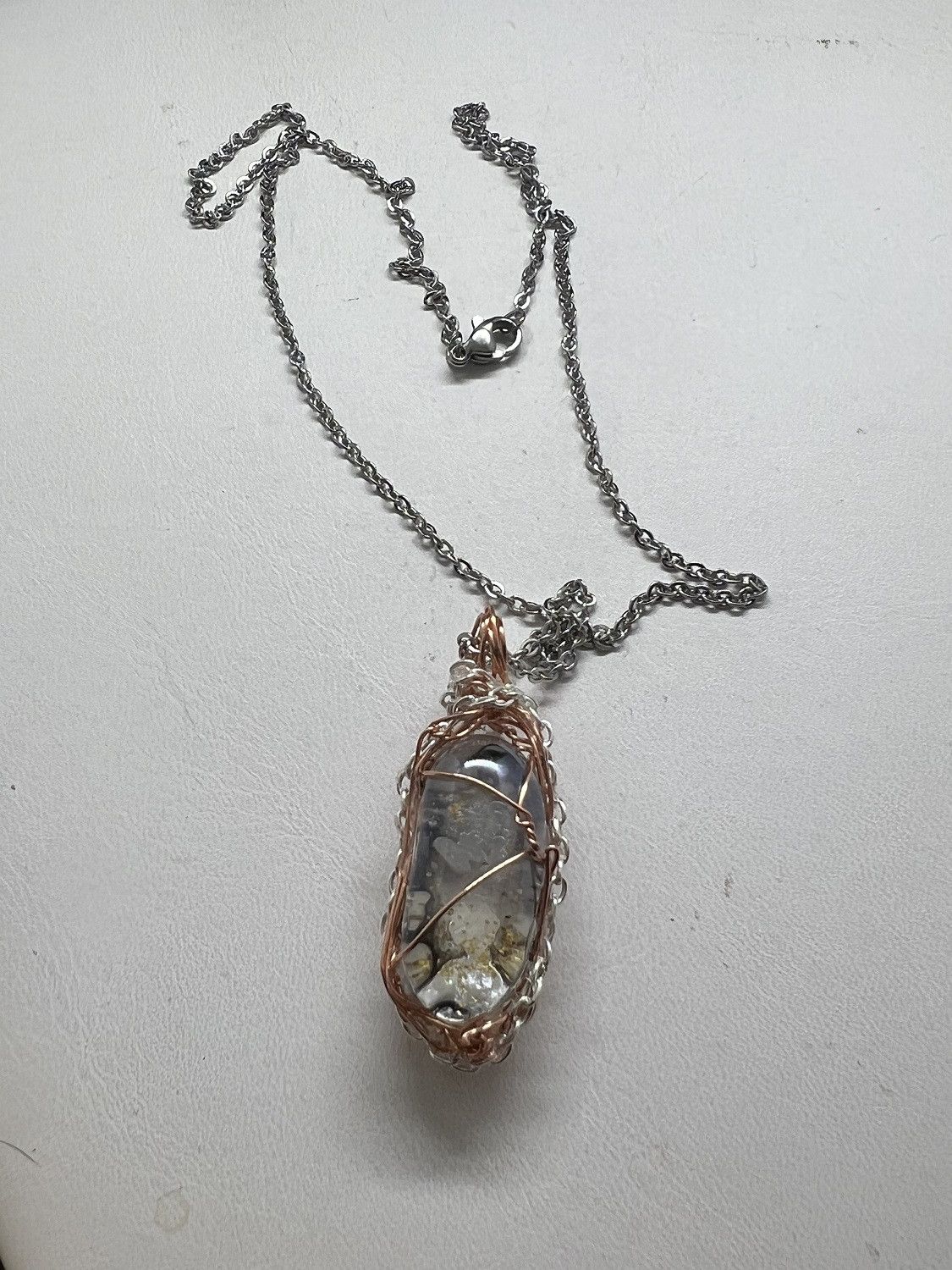 Handmade Gold sand pendant chain necklace Size ONE SIZE - 4 Thumbnail