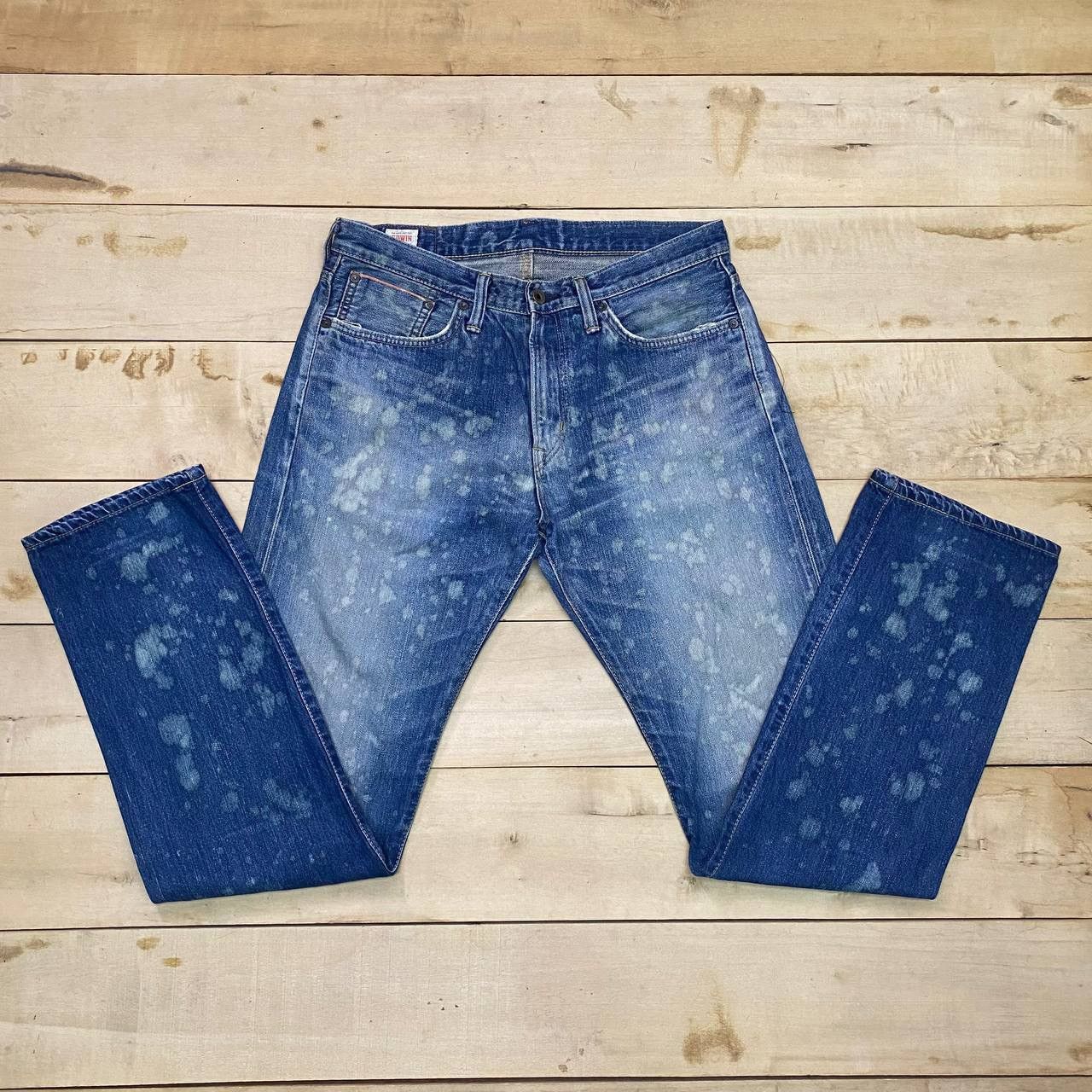 Edwin × Japanese Brand X391 JAPAN EDWIN 505Z SELVEDGE ACID WASH SLIMFIT DENIM Size US 34 / EU 50 - 3 Thumbnail