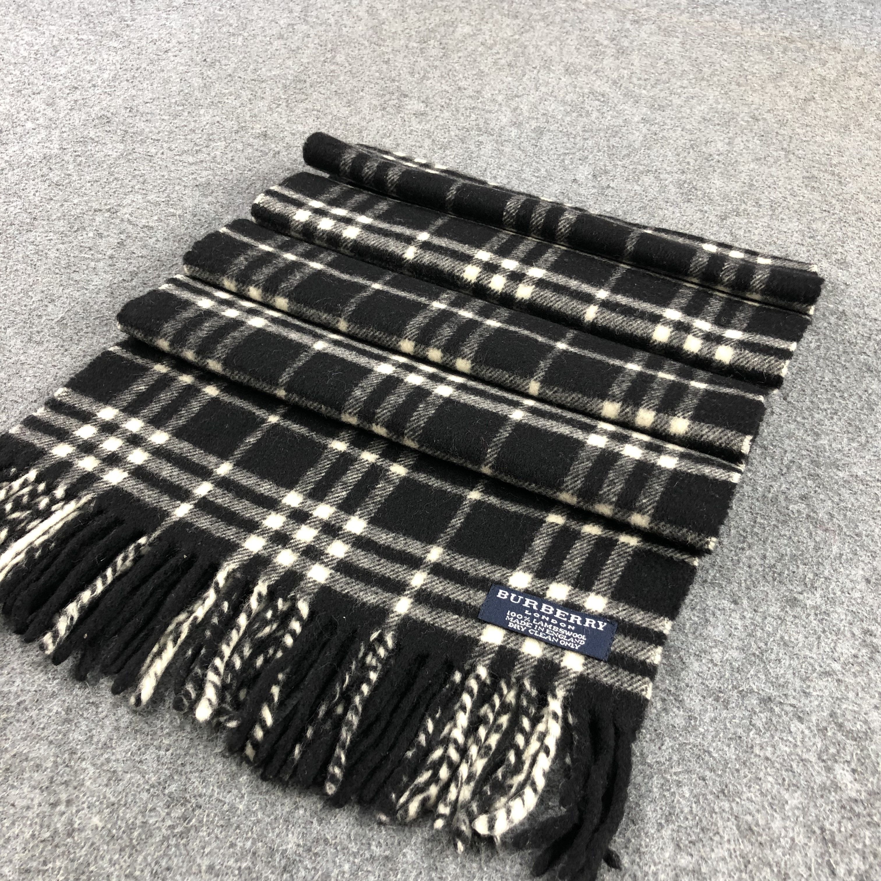 Burberry Burberry Nova Check Black Wool Scarf Muffler V986 Size ONE SIZE - 2 Thumbnail