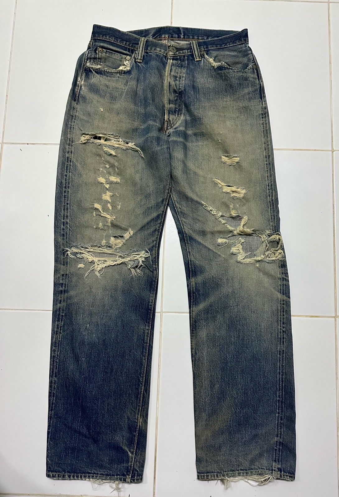30x30 Vintage Full count distressed rusty wash denim jeans