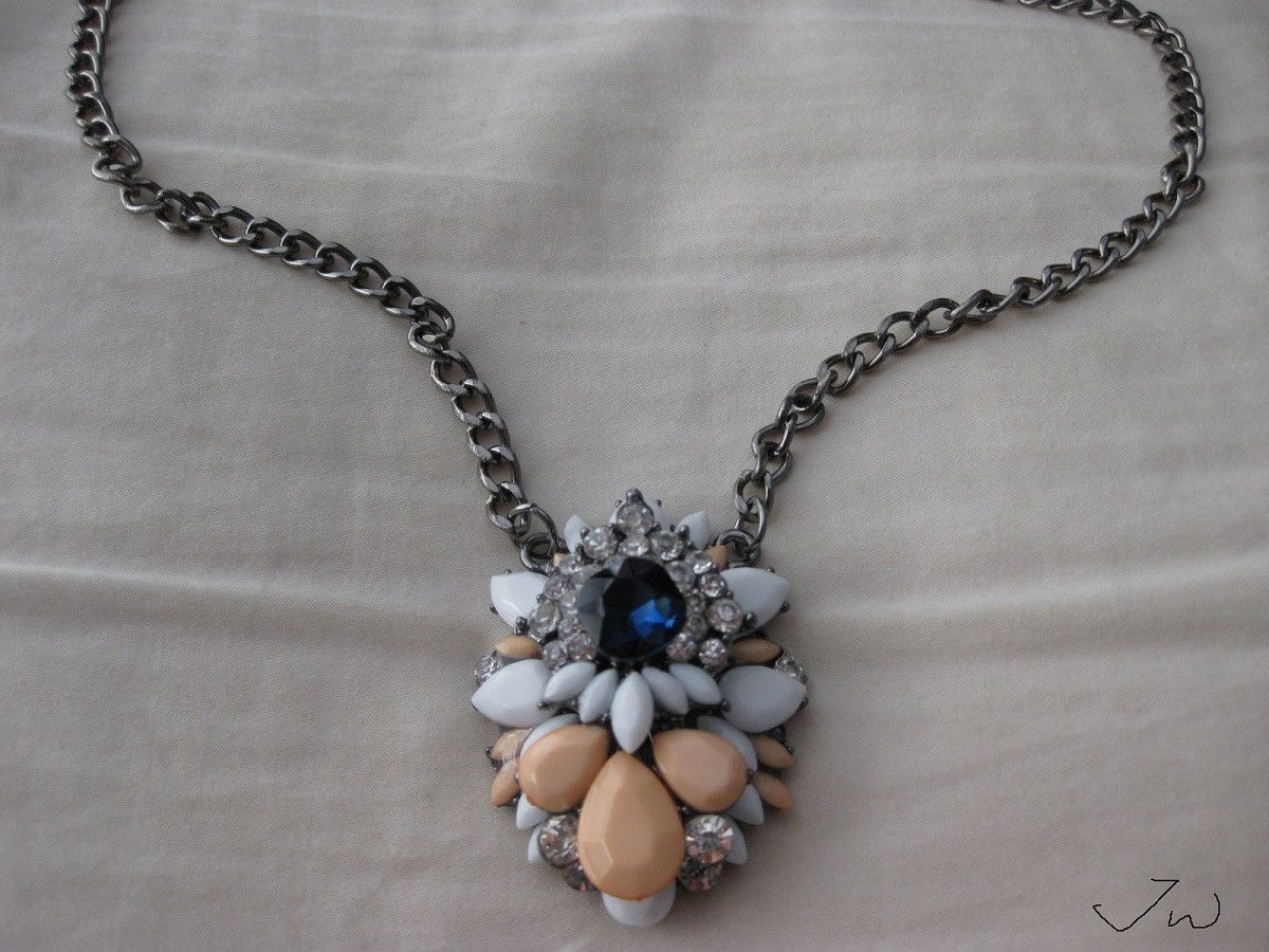 Jewelry Blue CZ Statement Necklace with Beads Size ONE SIZE - 5 Thumbnail