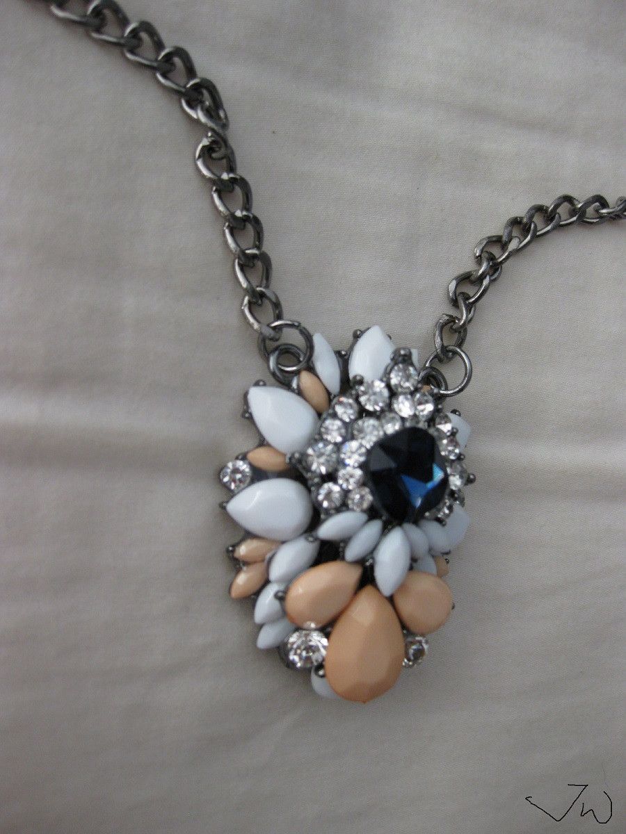 Jewelry Blue CZ Statement Necklace with Beads Size ONE SIZE - 3 Thumbnail