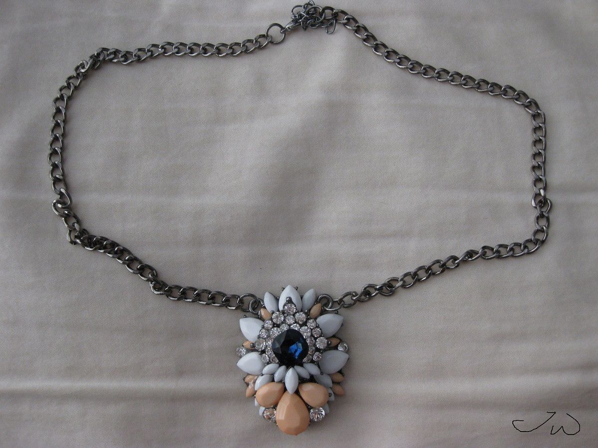 Jewelry Blue CZ Statement Necklace with Beads Size ONE SIZE - 1 Thumbnail