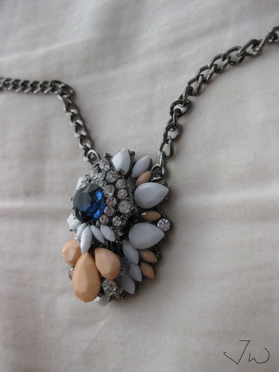 Jewelry Blue CZ Statement Necklace with Beads Size ONE SIZE - 2 Thumbnail